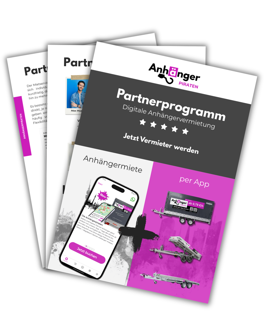 Mobile Ansicht der Anhaenger App